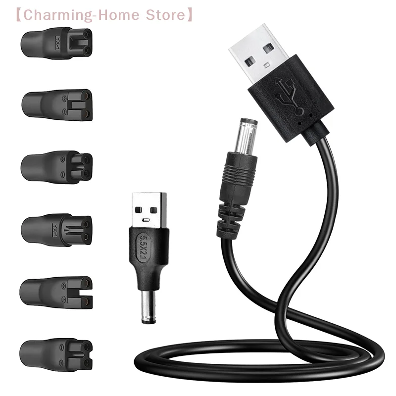 【M】Universal 5V USB Charging Cable Set 8Pcs, Replacement DC Power Adapter Cord for Electric Shaver Hair Clipper Trimmer