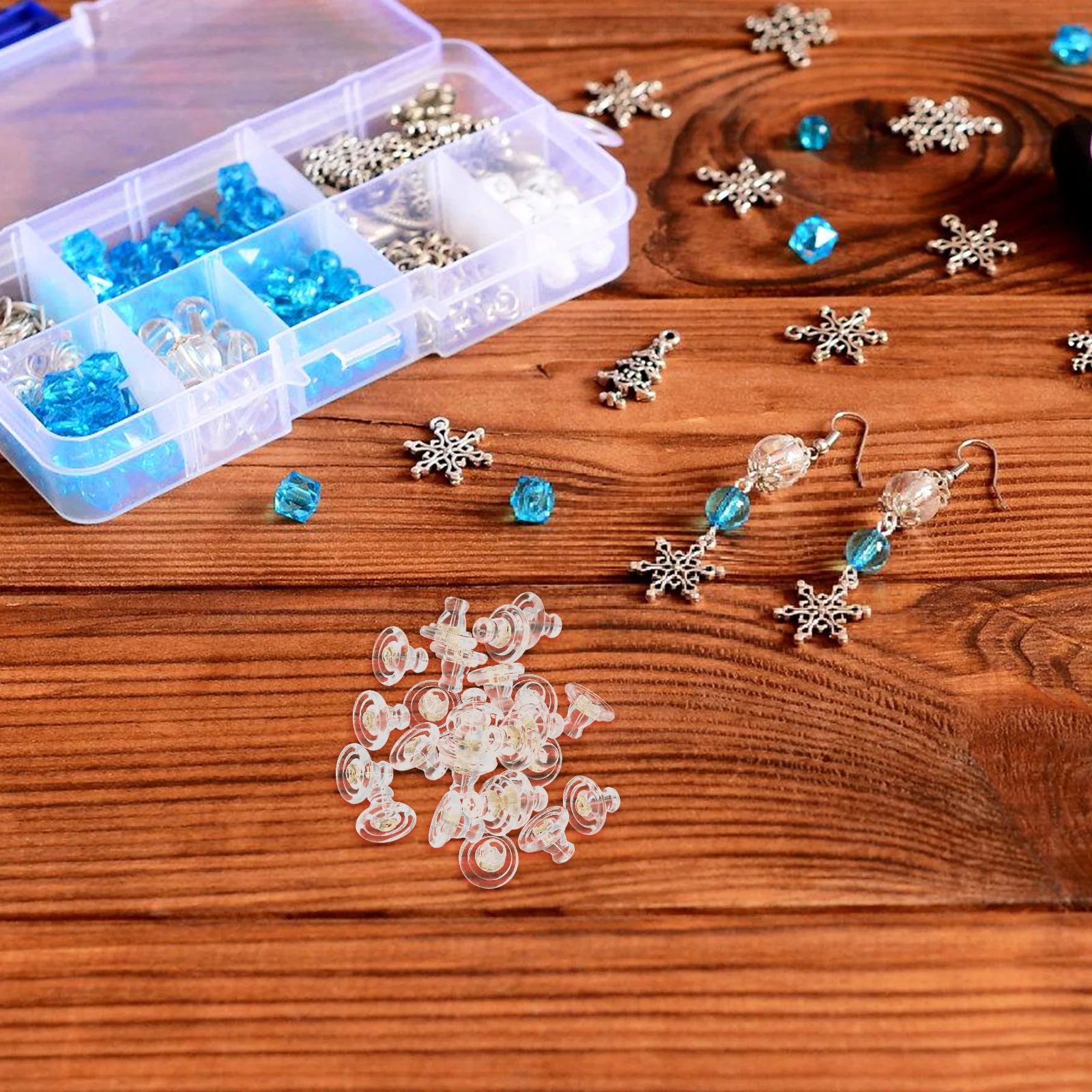 25Pcs Flying Saucer Silicone Earring Backs Clear Locking Secure Replacement Safety Studs Backings for Heavy Earrings