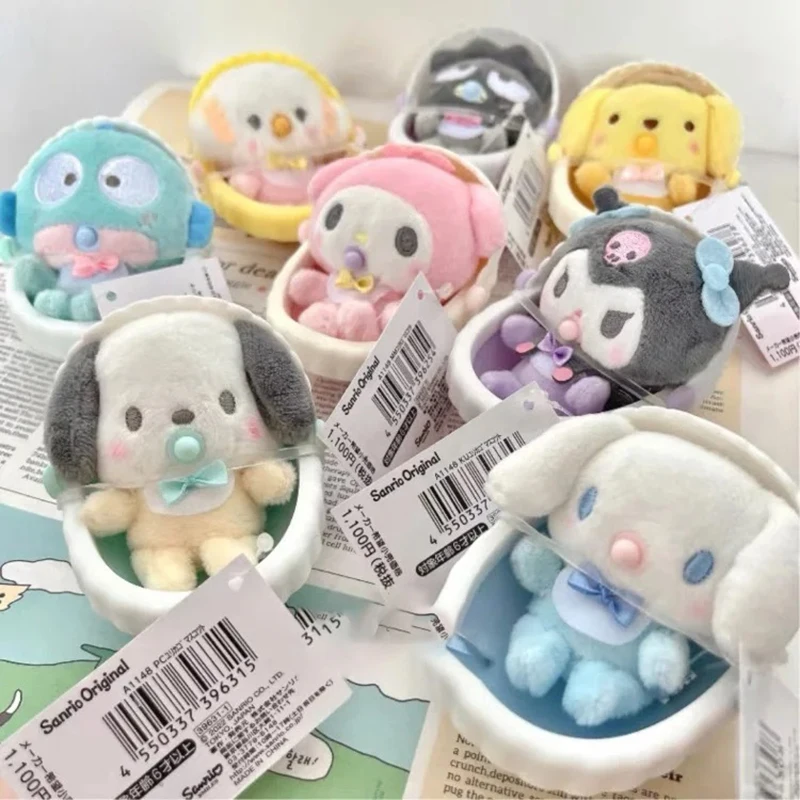 

Sanrio Baby Pacifier Cradle Kuromi Keychain Plush Pendant Cute Cinnamoroll Melody Keychains Doll Cartoon Pendant Holiday Gifts