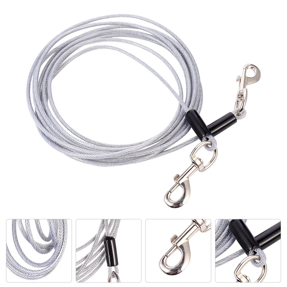 

Anti Bite Break Dog Chain Durable Steel Wire 50ft Pet Hand Leash Outdoor Training Puppy Pulling Rope Thick Aluminum Hooks