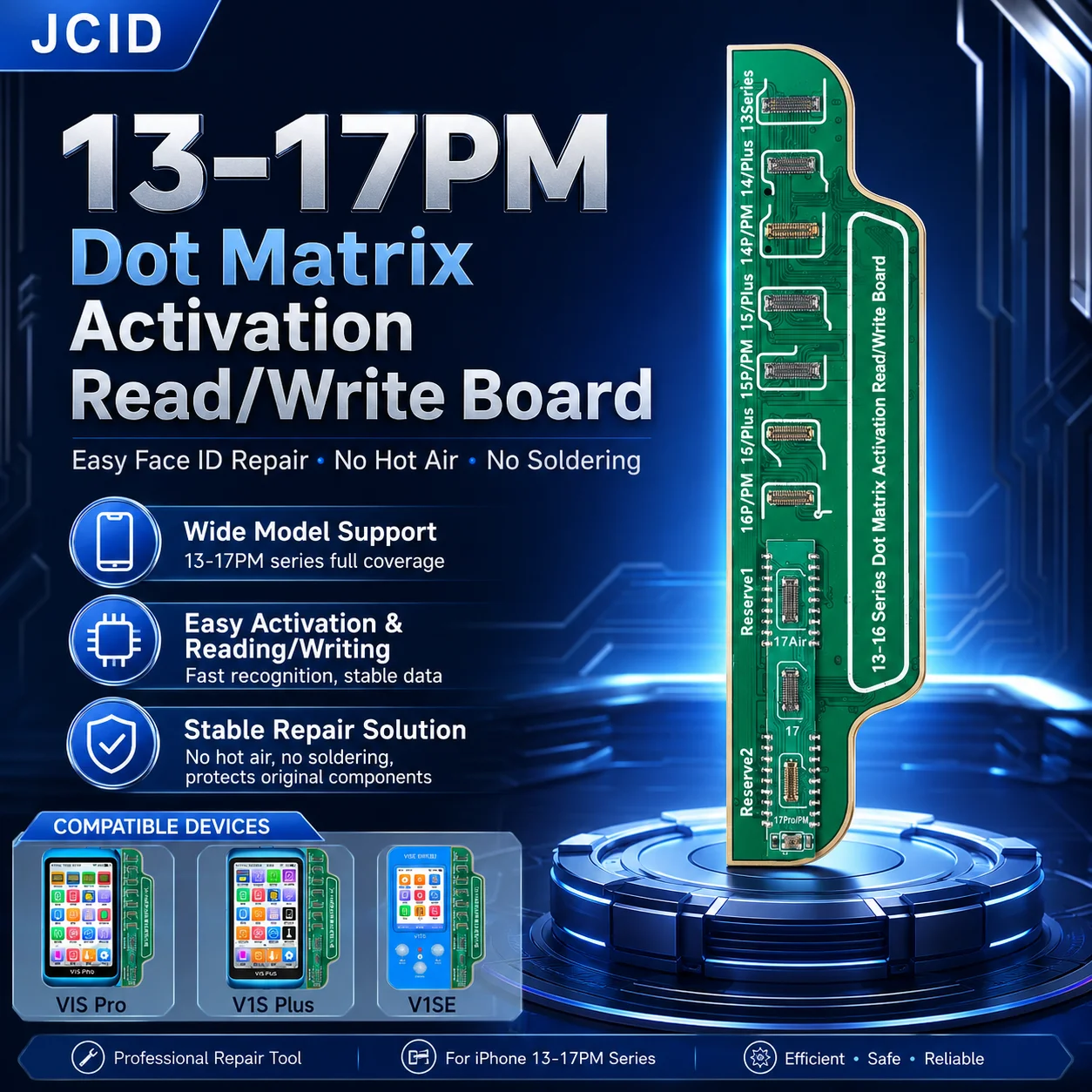 NEW JCID 13-17PM Dot Matrix Activation Read Write Board for iPhone Face ID Repair No Soldering for V1S Pro V1S Plus V1SE Adapter