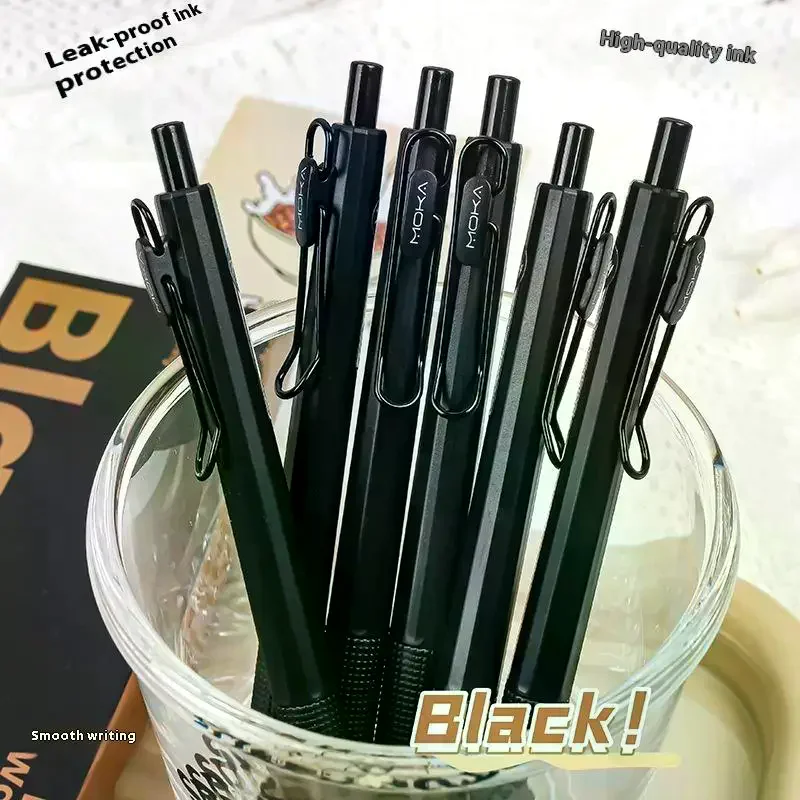 

6Pcs Retractable Gel Ink Pen Silicone Pen Grip ST Tip Quick-Drying Ink No Smudge 0.5mm Black Ink Smooth Writting
