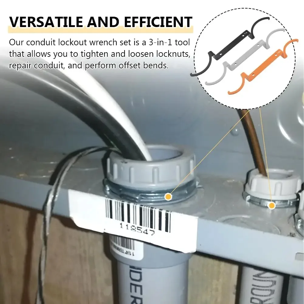 3PCS C-Conduit Lockout Wrench Set  1/2 3/4 inch Alloy Steel Conduit Lockout Wrench For Tight Spaces Tightening Or Loosening Nuts