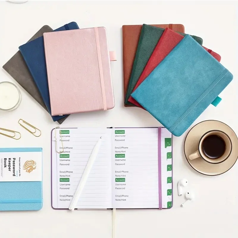 PU Cover Notebook A6 Password Book With Alphabetical Tabs Notepad Notebooks Writing Pads Office School Supplies