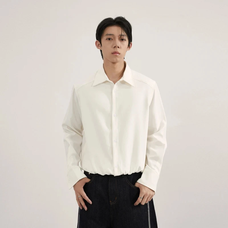 Shirt Style Coat Men Long Sleeve Loose Casual Short Shirts Jacket Japan Korean Fashion Unisex Blouse Male Spring Autumn Clothing