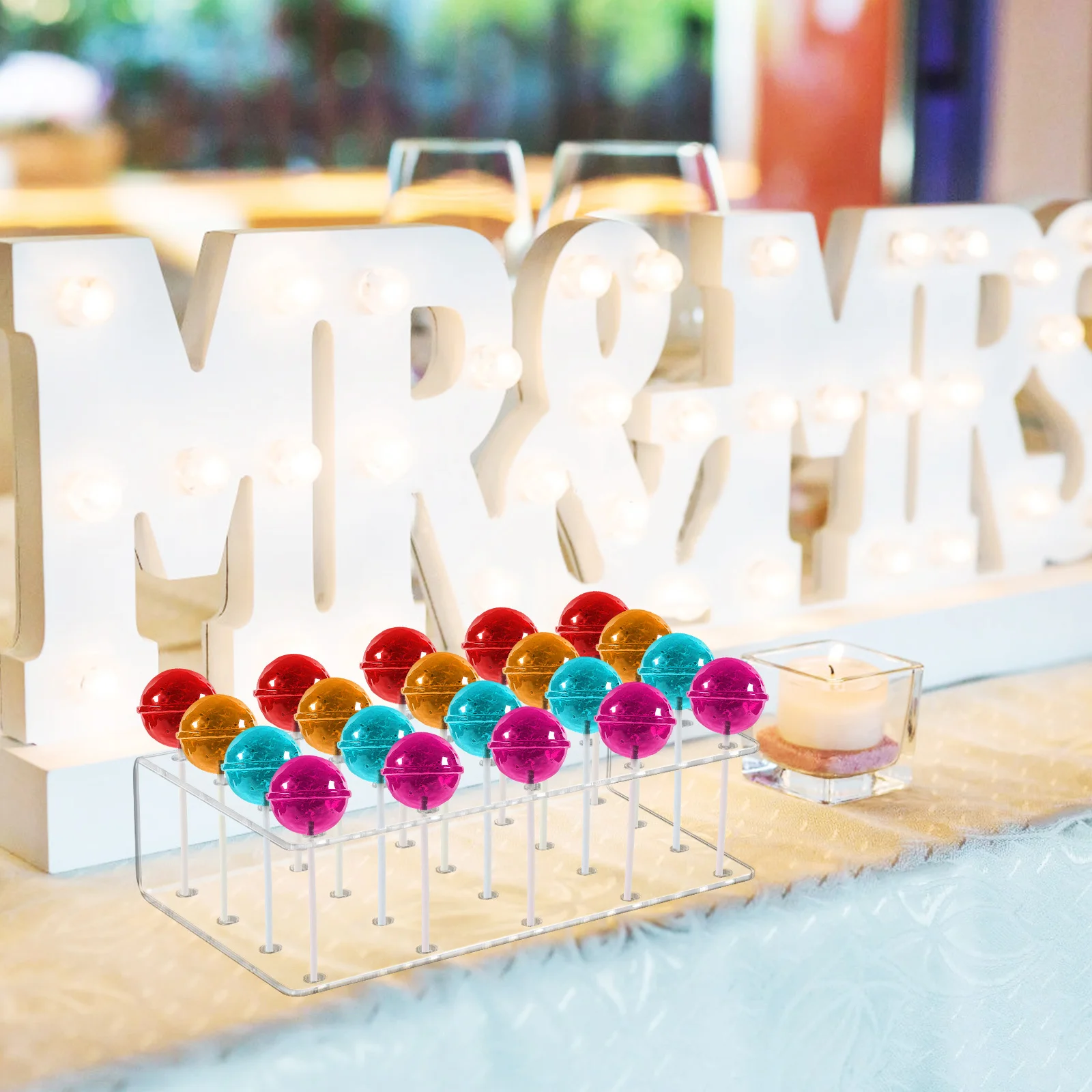 

2 pcs Acrylic Display Stand 24 Holes Clear Lollipop Holder For Cake Pops Candy Sticks Party Wedding Event Lollipop Display Rack