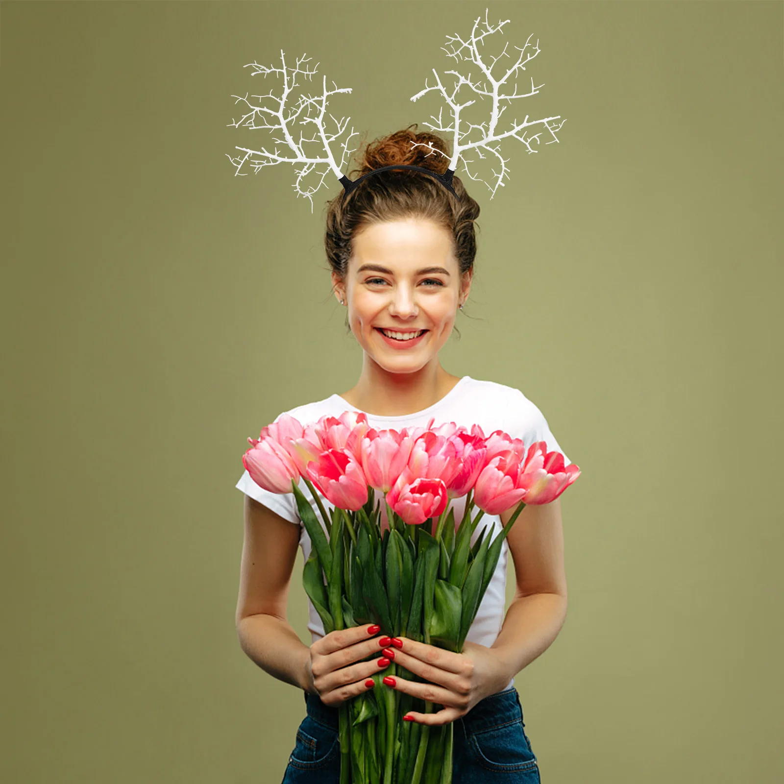 

Flexiblegirls Party Antler Headband Festival Hair Hoops Cosplay Headdress Lightweight Simulated Branch Headpiece Costume