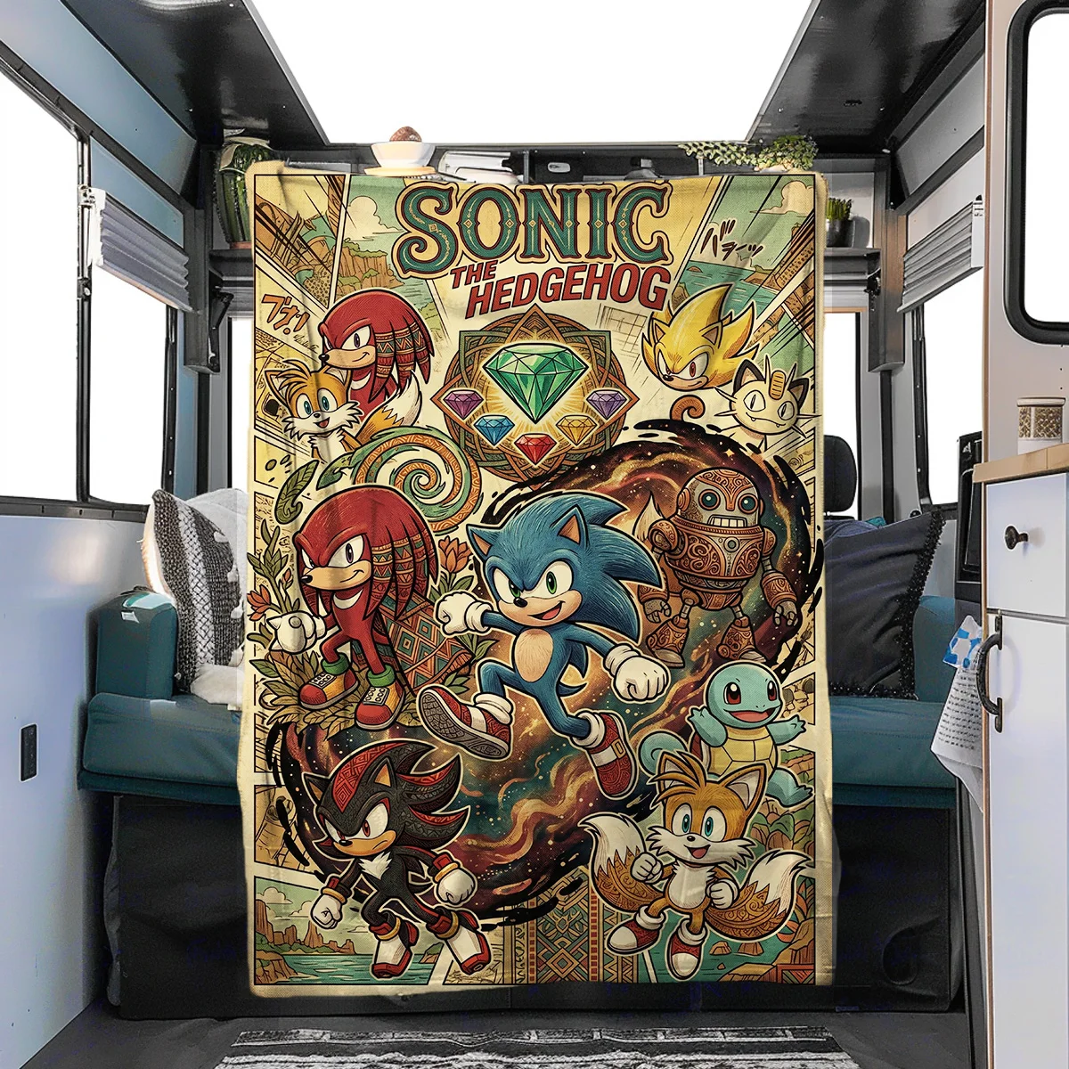 Sonic the Hedgehog  Warm Cozy Printed Flannel Blanket Suitable for Bedroom Sofa Bed Chair Picnic Travel YUN6514