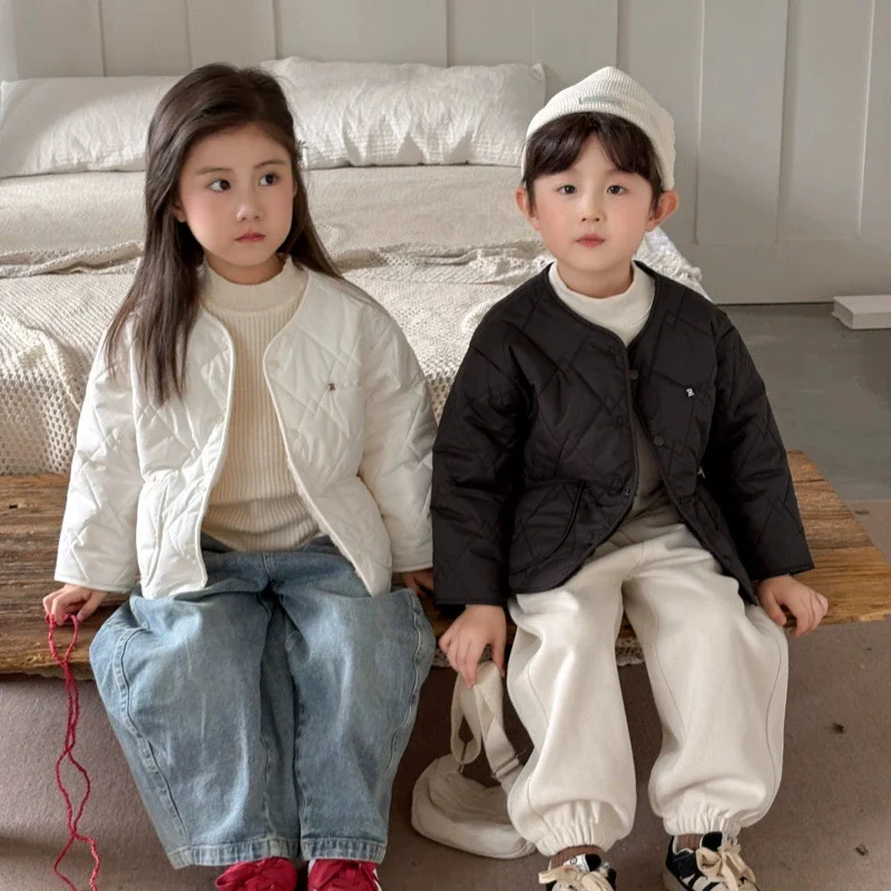 الشتاء الفتيان الفتيات معطف الصوف الأطفال رشاقته أسفل سترة الخريف الدافئة ملابس خارجية الاطفال سترات فضفاضة غير رسمية ملابس قطنية الطفل