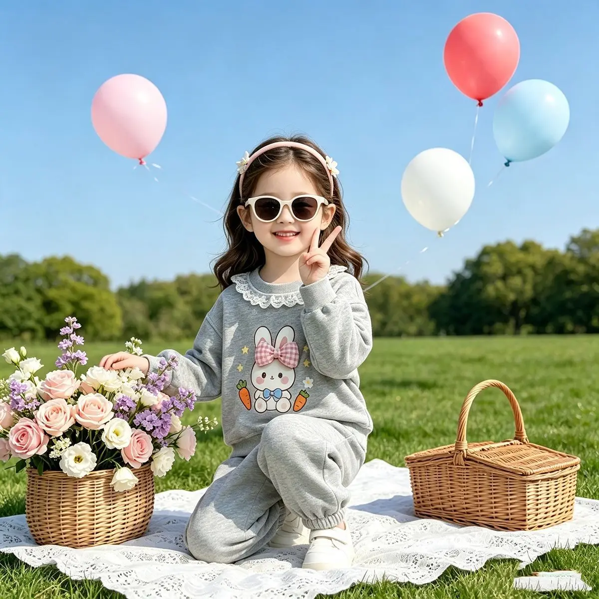 Süßes 2-teiliges Set für Mädchen – Langarm-Oberteil & Hose mit Bündchen für den frühen Herbst, niedliches Freizeitoutfit für Kleinkinder – Detail 8