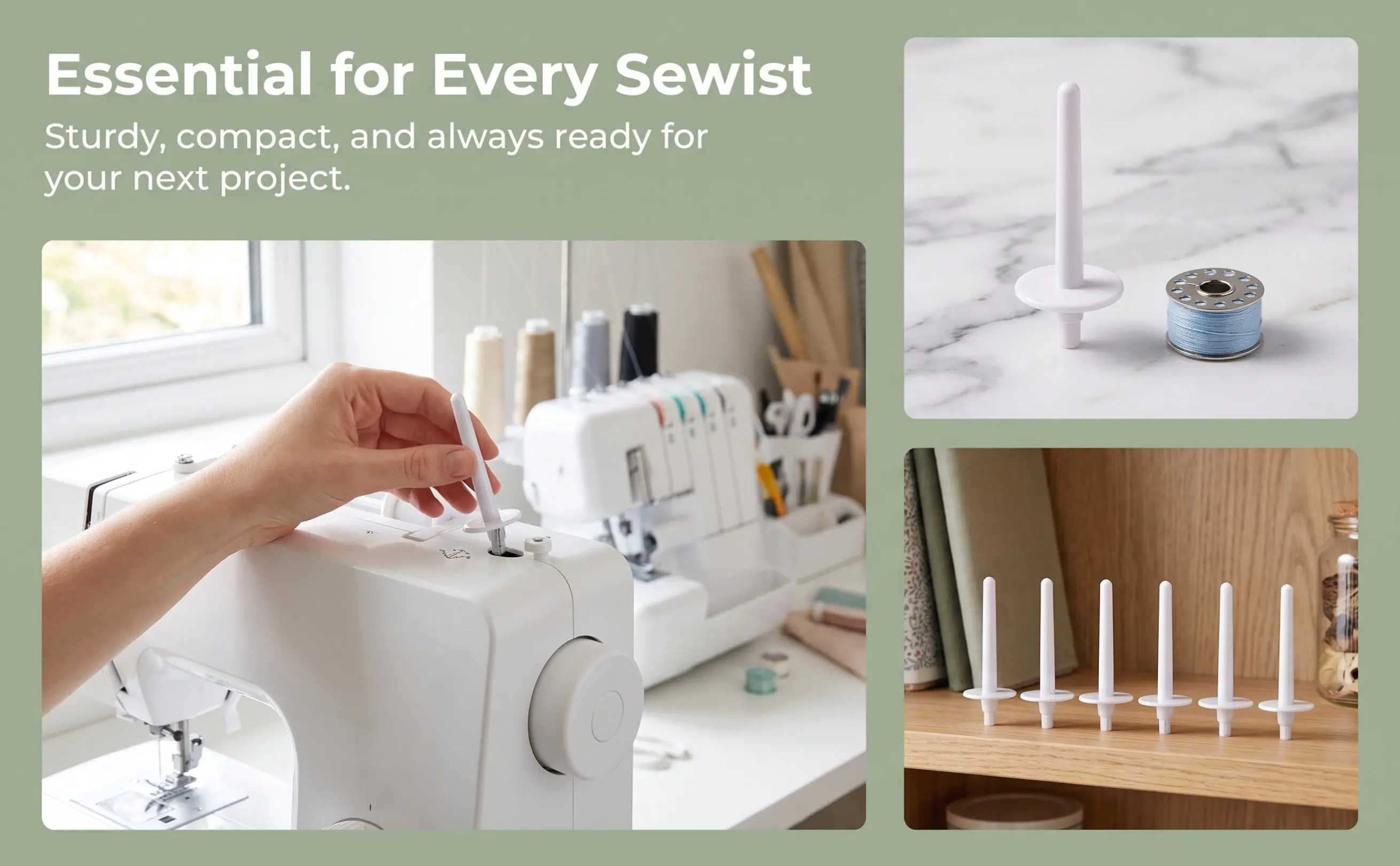 6Pcs Sewing Machine Spool Pin Plastic Thread Winder Compact Lightweight Non Deformable Smooth Operation Floss Winding Column