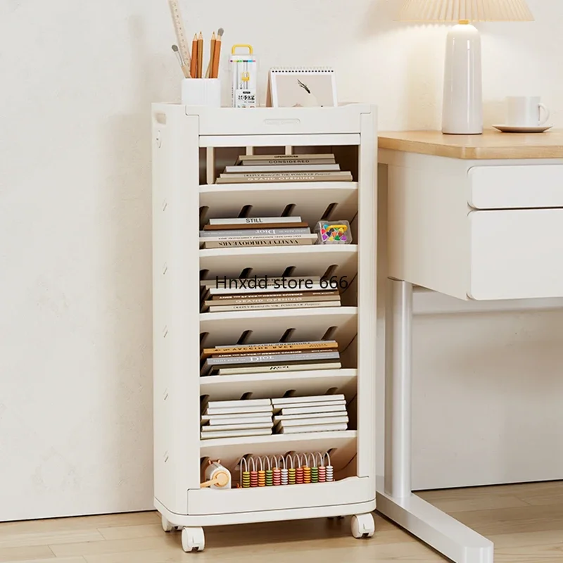 Tower Mobile Picture Bookcases Organizer Storage Rack Cart Book Trolley Angle Shelf Library 책꽃이 Multifunction Home Furniture AA