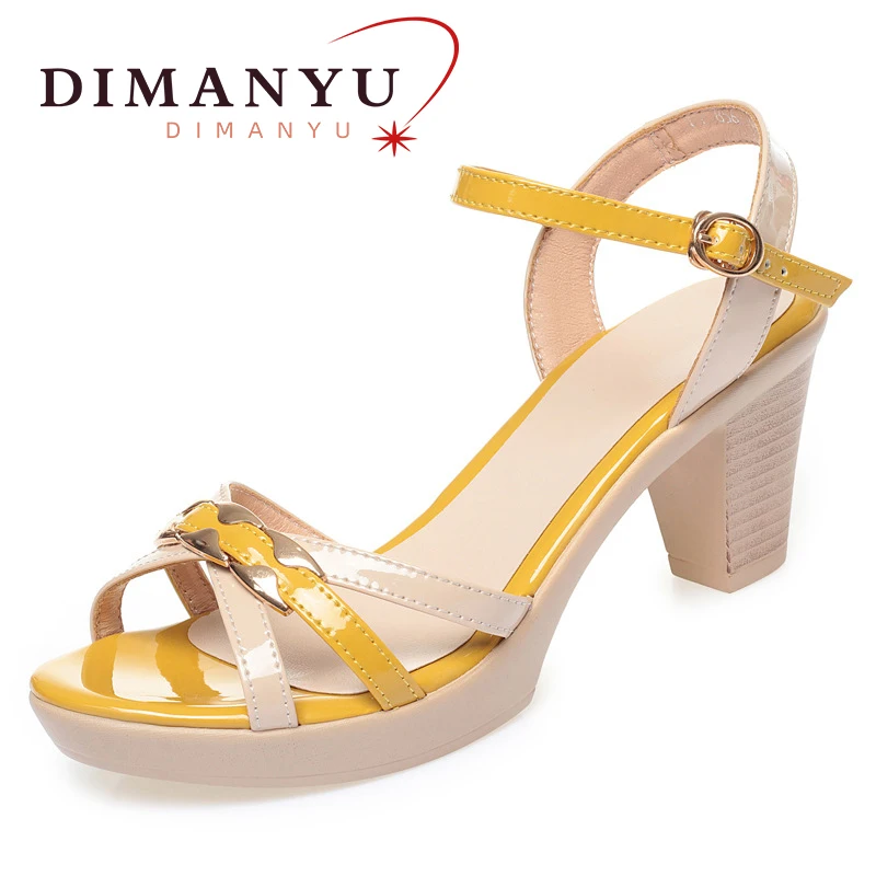 

DIMANYU Women's Sandals Fashion 2024 Summer New Genuine Leather Women's High Heels Platform Roman Sandals Ladies