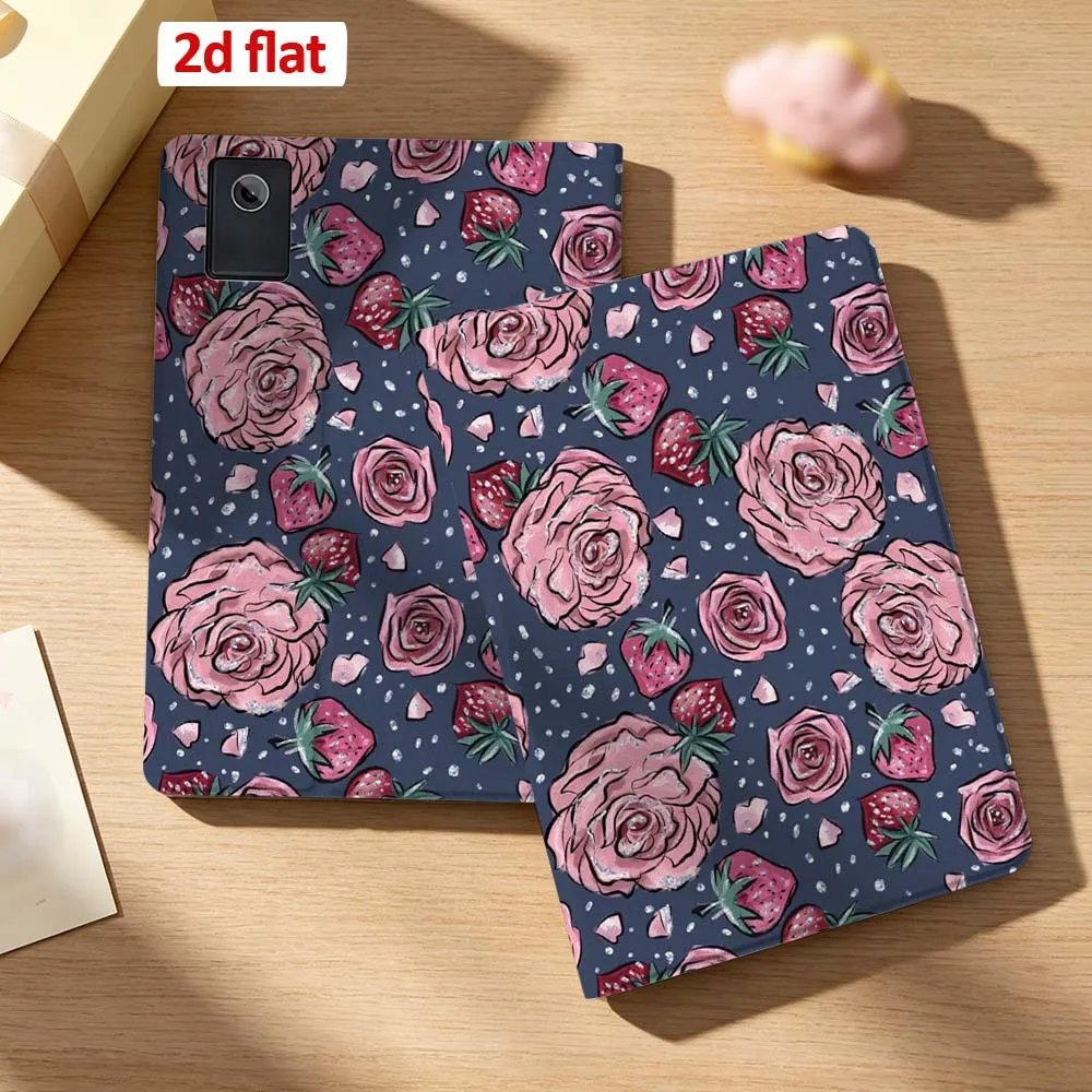 

Pink Rose Strawberry Pattern Case For Lenovo Xiaoxin Pad 11 P11 P12 Gen 2 Pro Plus Idea Tab GT 5G Pen Tray Tablet