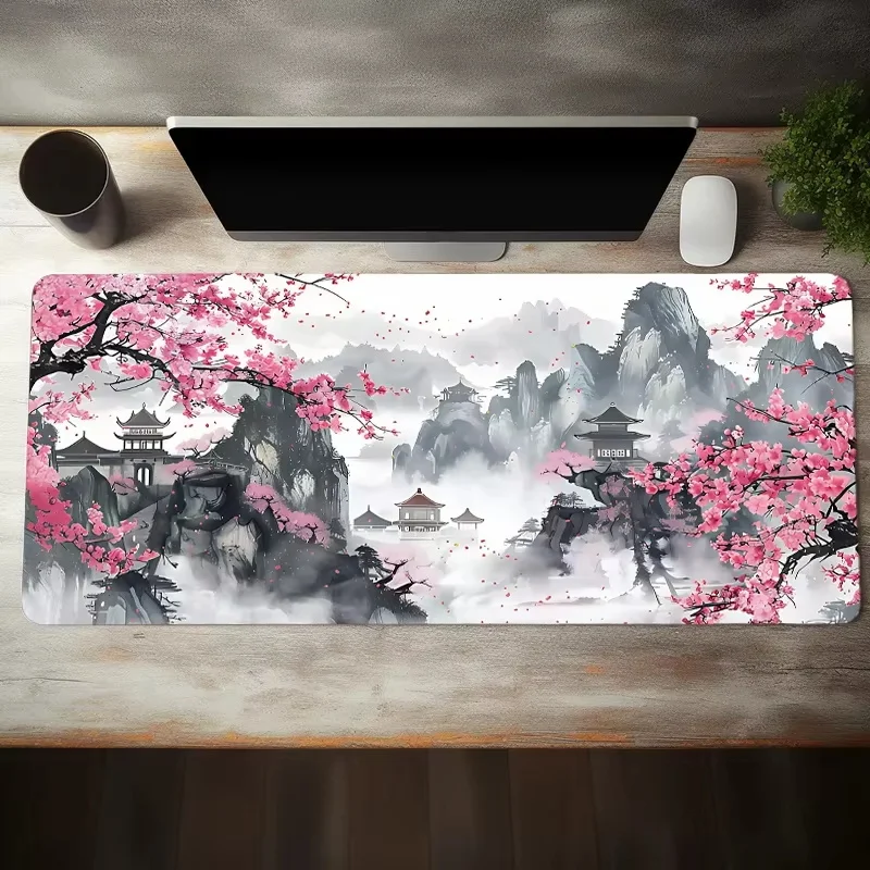 

Cherry Blossom Large Mouse Pad Large Desk Mat Office Desk Accessories with Stitched Edge Non-Slip Mousepad Rubber Base Desk mat