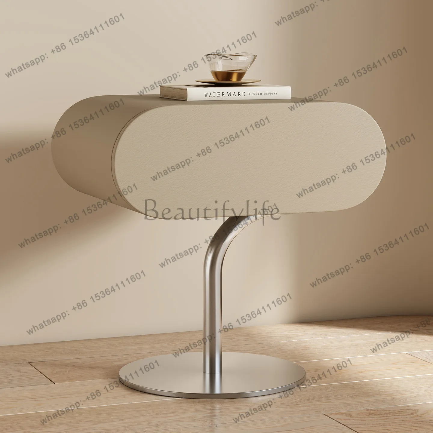 YJ Light luxury high-end bedside table Solid wood design bedroom storage high-end storage cabinet Free installation