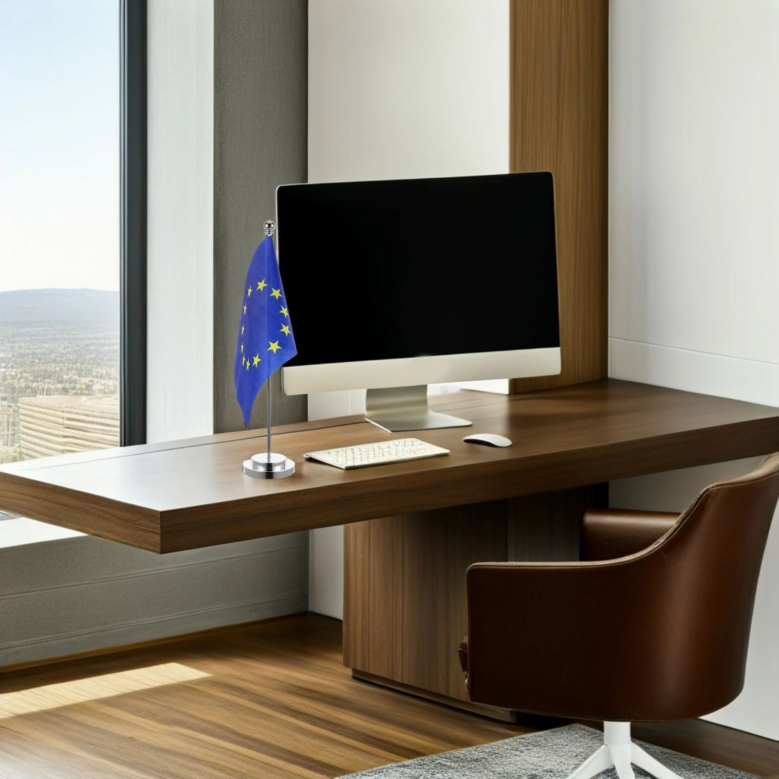 EU Desk Stable Mini Flag Stand Base for Home Office Decor Mini Flags Tiny Flags Polyester Table Runner Small Flag Stand