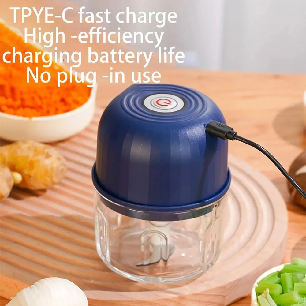 مطحنة ثوم USB، آلة طحن الثوم، خلاط لاسلكي، مفرمة خضروات وفلفل حار سعة 260 مل، مفرمة لحم محمولة للمطبخ