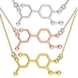 Adrenaline Molecule Necklace Science Jewellery Chemistry Fashion Pendant With 50 cm Link Chain Jewelry Gift for her