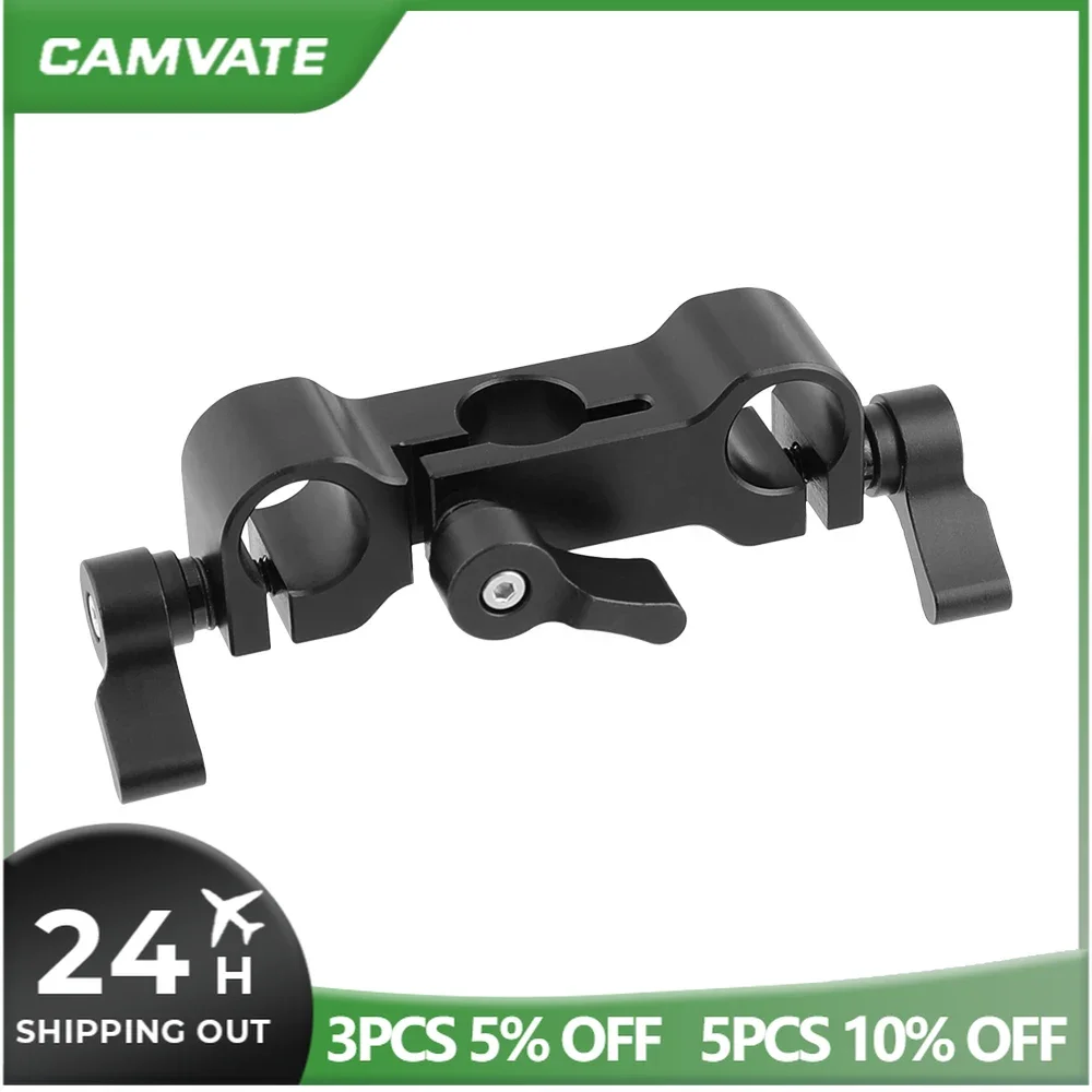 CAMVATE Standard 15mm Railblock Clamp Holder 3 Holes For DSLR Camera Lens Monitor 15mm Rod Supporting System Shoulder Rig