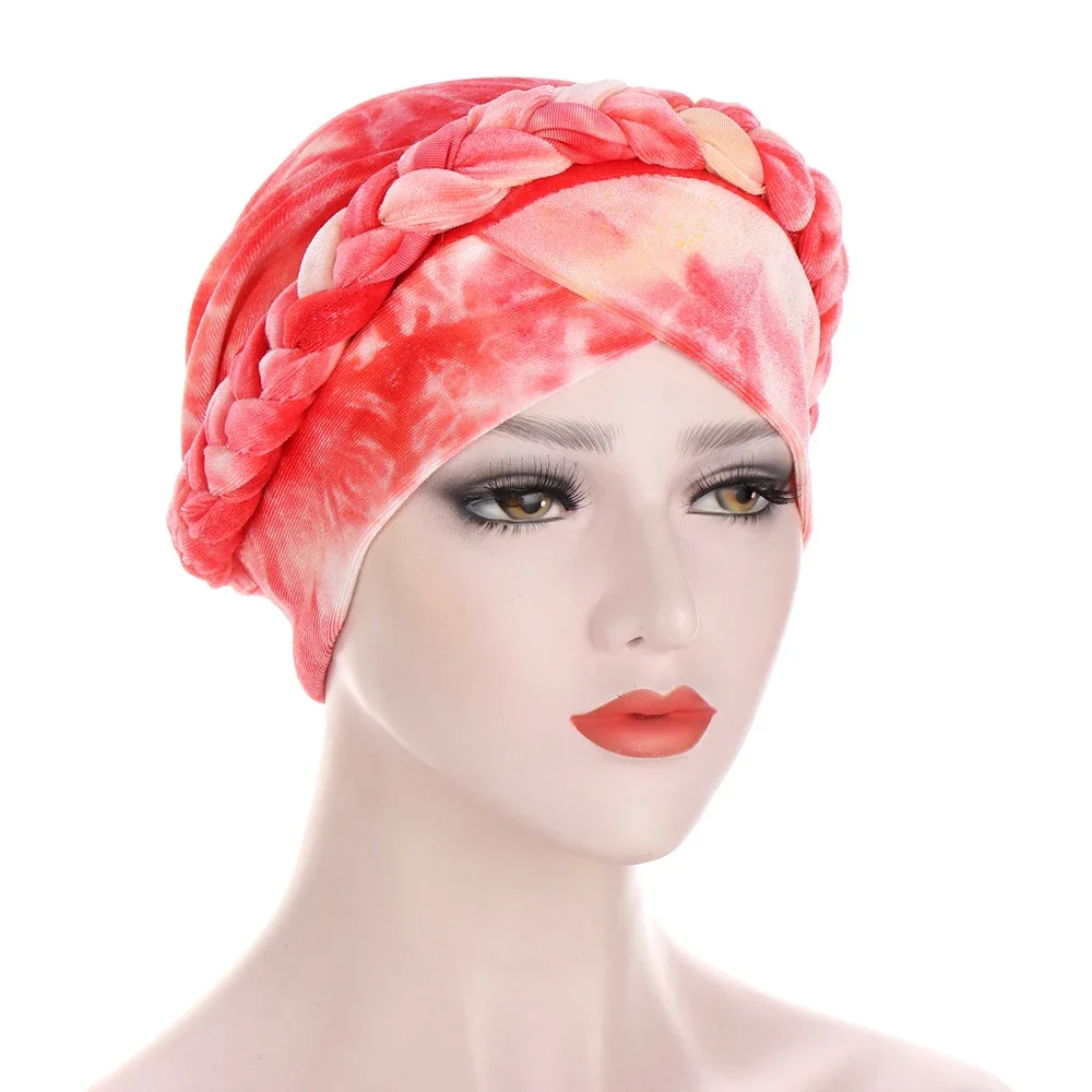 Turbante Hijab trenzado para mujeres musulmanas, gorro elástico para quimio, sombrero para la pérdida de cabello, envoltura para la cabeza, gorro