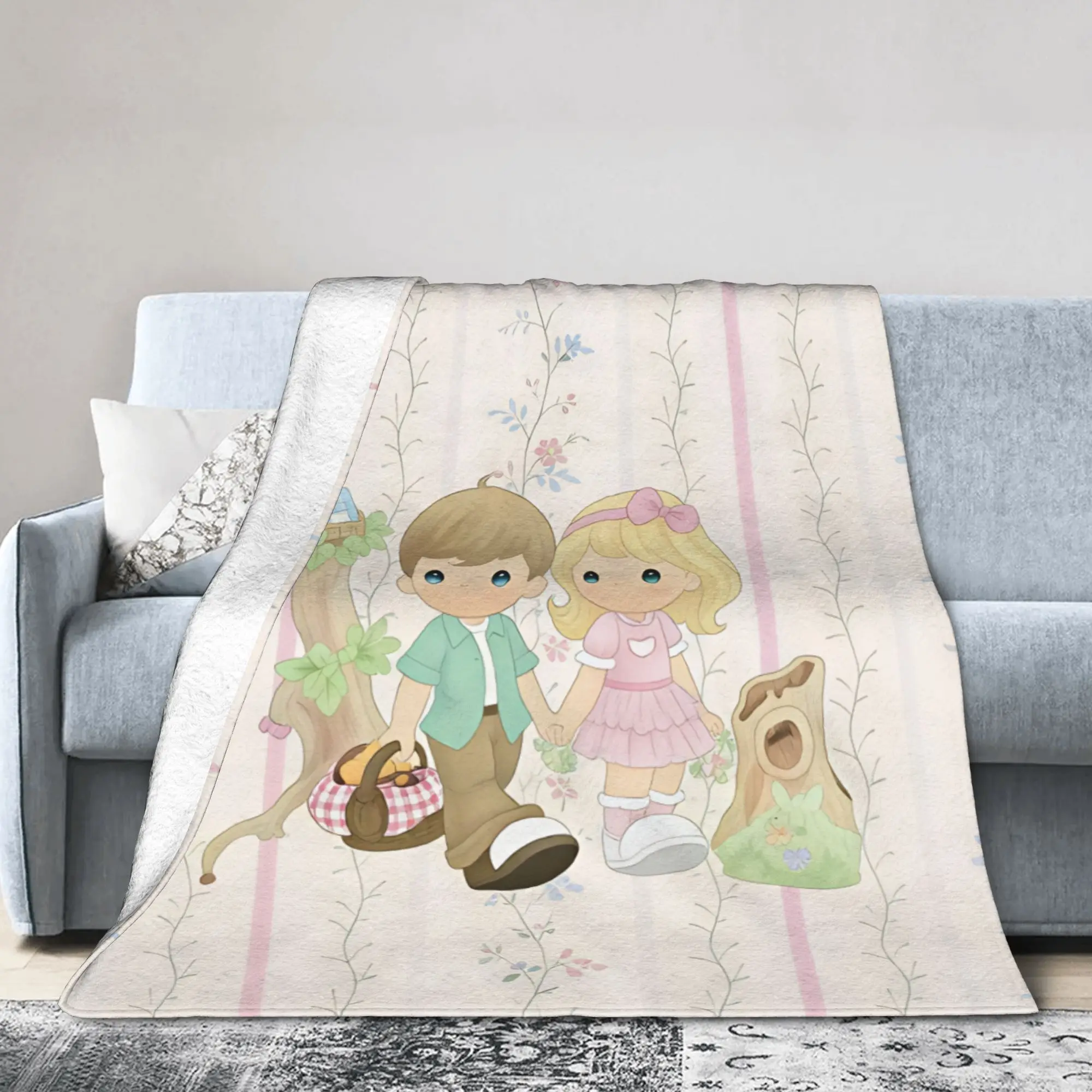 Precious Moments   Plush Blanket Boy Girl  Flannel Bedding Throws For Outdoor Soft  Custom DIY Quality Bedspread Birthday Gift