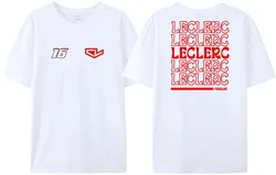 New Men's Racing 16 Letters T-Shirt F-1 Charles Leclerc 16 Letters Printed F Racing 1 Fan Women's Harajuku Casual Cotton Tee