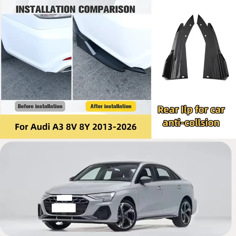 Car Rear Bumper Spoiler Lip Diffuser Side Skirt Splitter Wrap Angle Anti-Crash Protection For Audi A3 8V 8Y 2013-2026