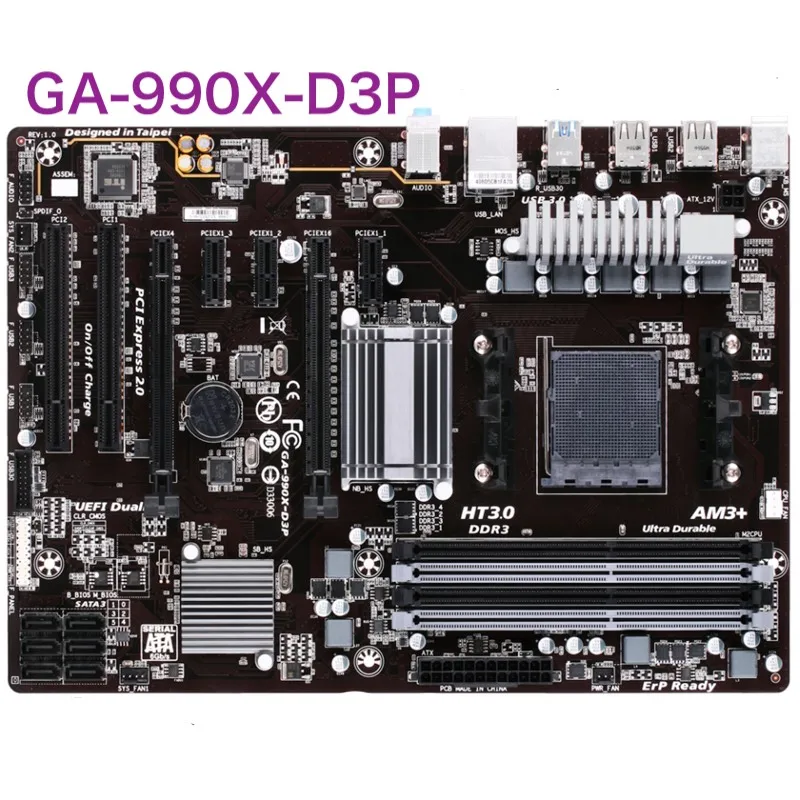 Untuk Motherboard GA-990X-D3P Gigabit 32GB soket AM3 + DDR3 ATX Mainboard 100% telah diuji OK gratis pengiriman