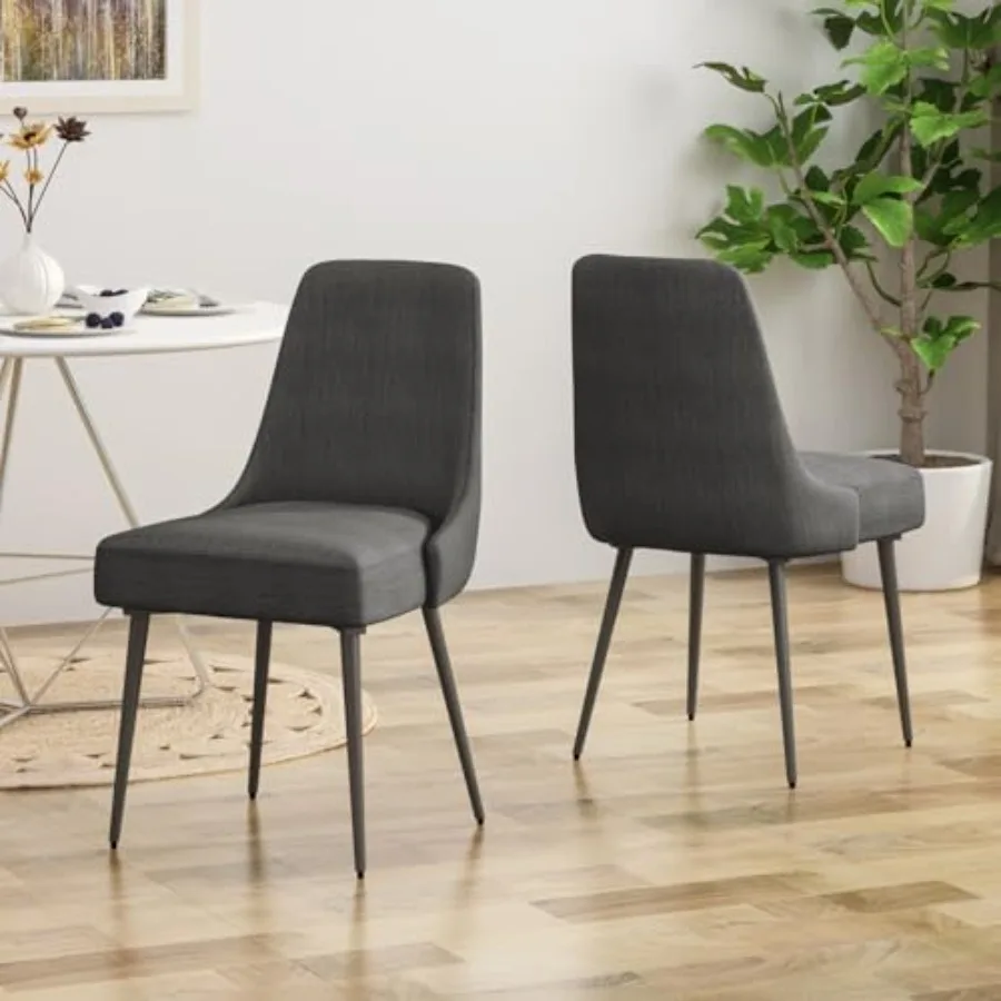 

Modern Upholstered Side Chairs Set Two Armless Kitchen Dining Room Accent Seat Furniture Metal Leg Frame Foam Cushion Contempor
