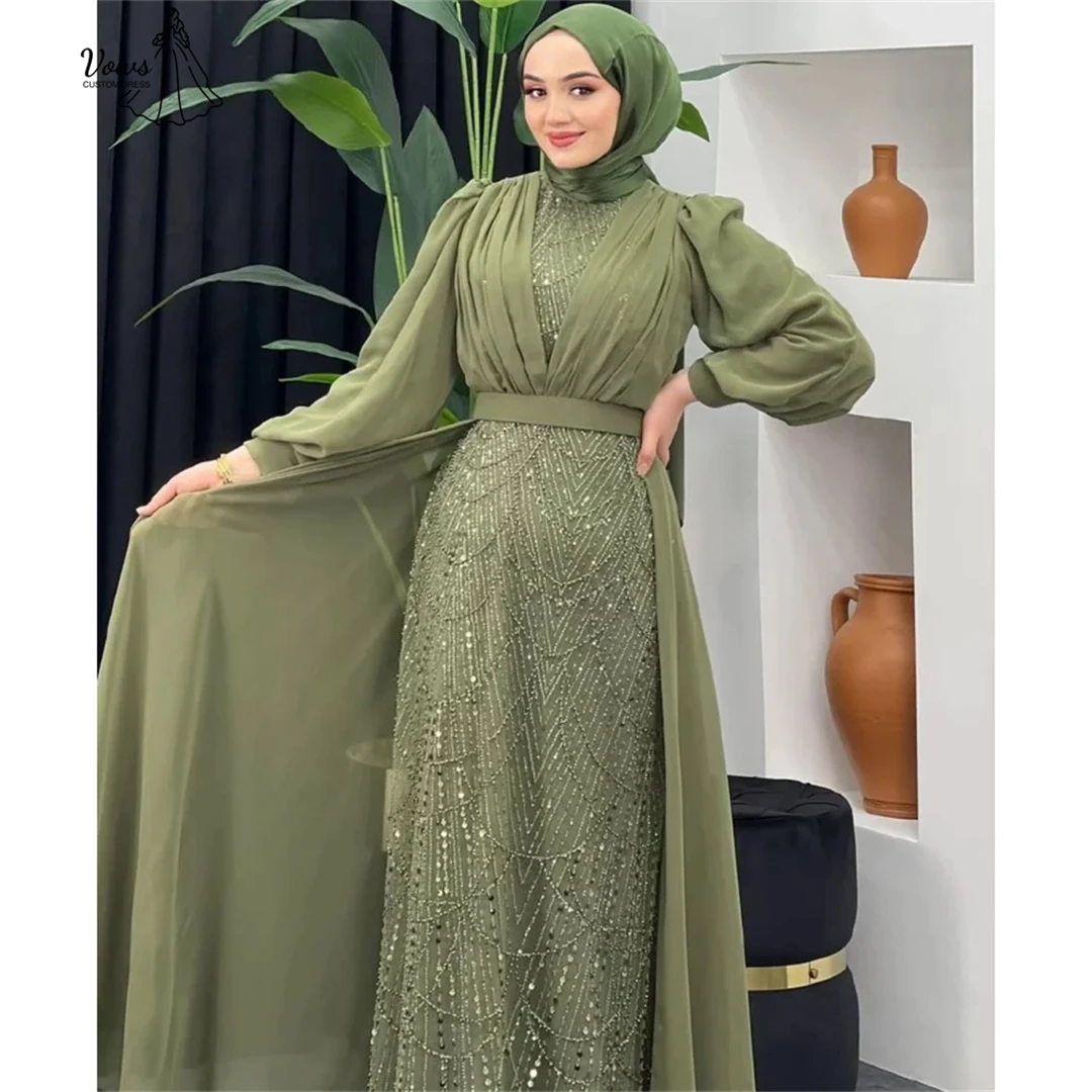 

Vows Bead Embroidery Elegant Prom Dresses 2025 Luxury Evening Dress 2025 Custom MadeLine A Round Collar Luxurious Party Dresses