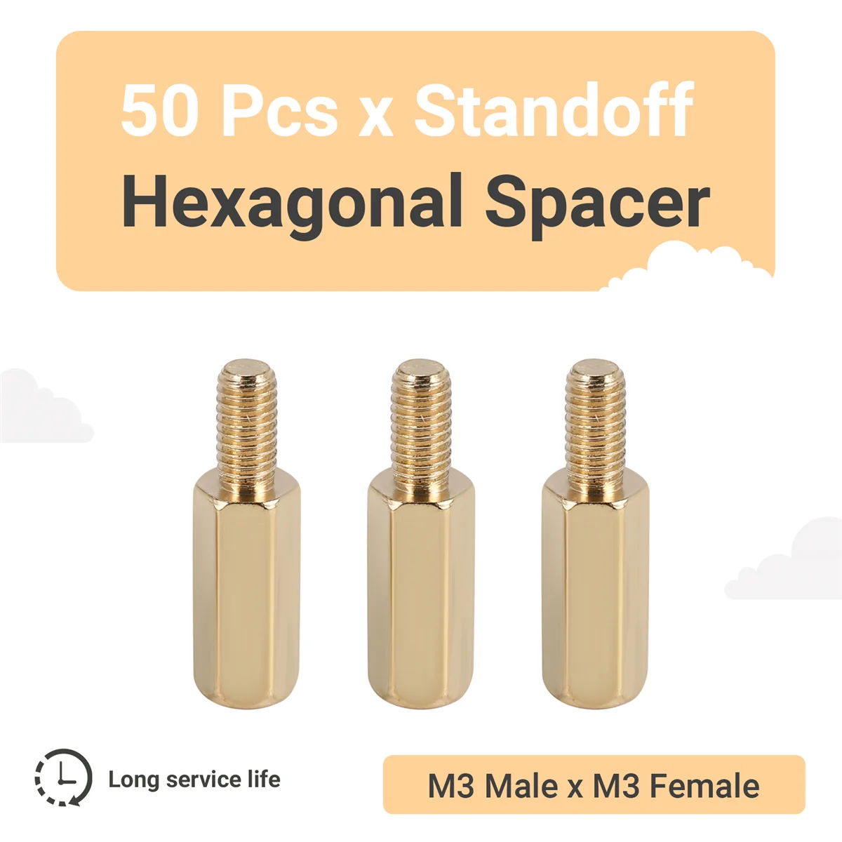 

Brass Screw column 50 Pcs M3 Male x M3 Female 11mm Length Brass Screw Thread PCB Stand-off Spacers