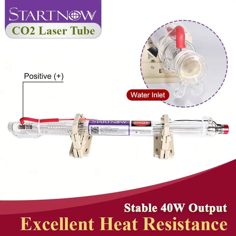 Startnow 40W CO2 Laser Tube for K40 Woodwork Carve Cutting processing fieldsGlass Lamp Pipe Tube  Length 700MM Metal Head