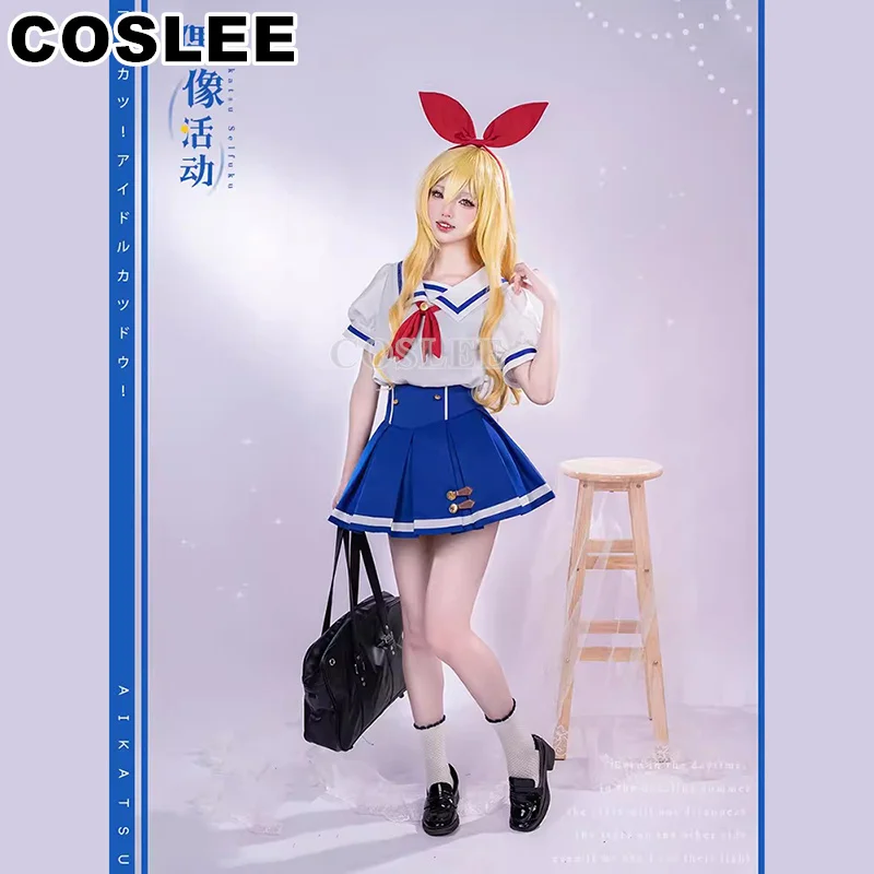 COSLEE Hoshimiya Ichigo Cosplay Aikatsu Series Costume Lovely Summer School Uniform JK Dress Women Halloween Party Outfit New