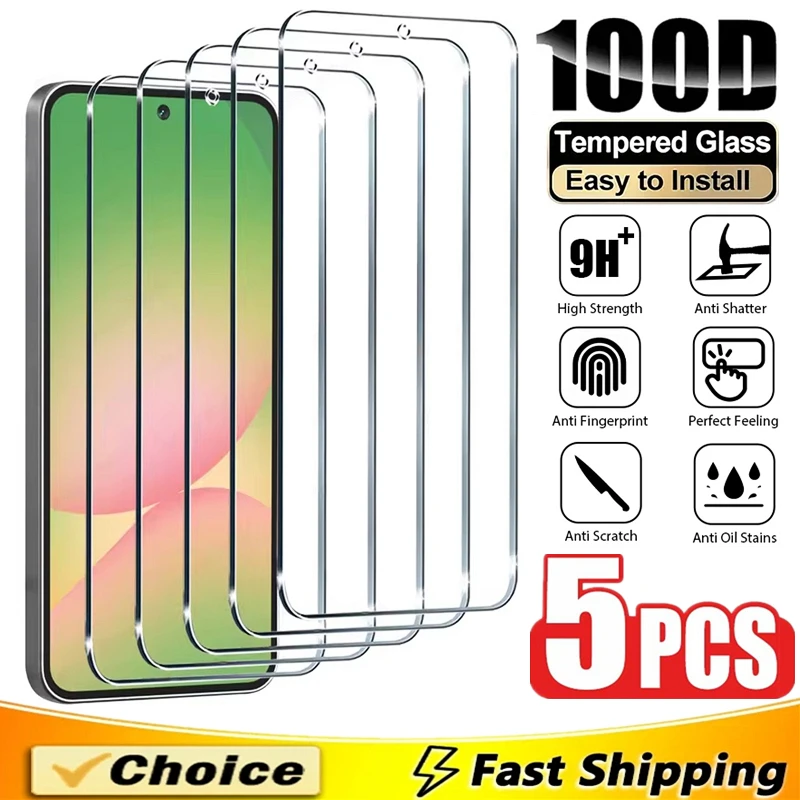 

5Pcs Screen Protector For Samsung A56 A16 A55 A54 A53 A52 A52S A51 A71 A36 A35 A34 A33 A32 A13 S10E S20FE M31 M51 Tempered Glass