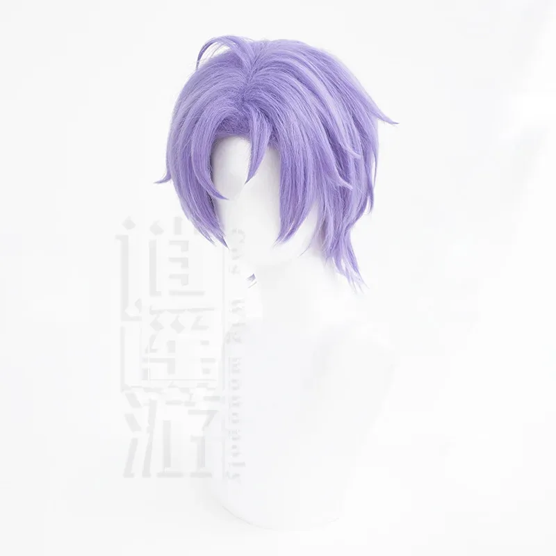 게임 누: 카니발 쿠야 코스프레 가발 보라색 짧은 머리 내열성 합성 할로윈 파티 액세서리 소품;3'v,6.h;8'