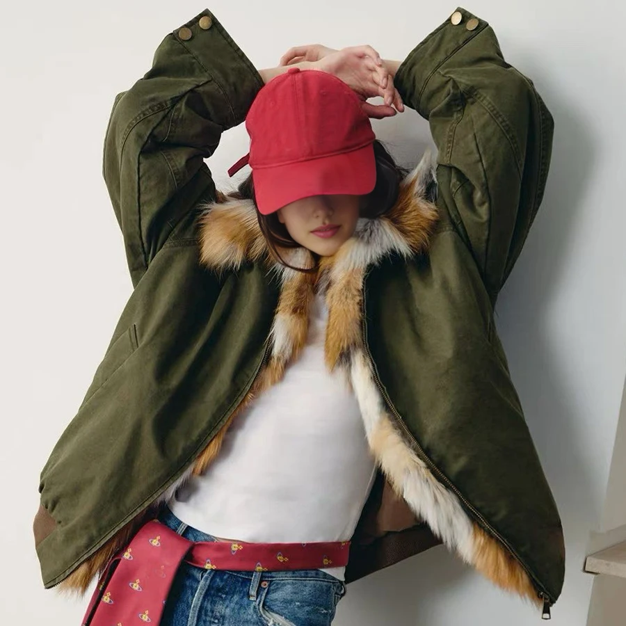 Real Fur Puffer Coats Short Goose Down Jackets Women Winter Down Coat With Trim Luxury Warm