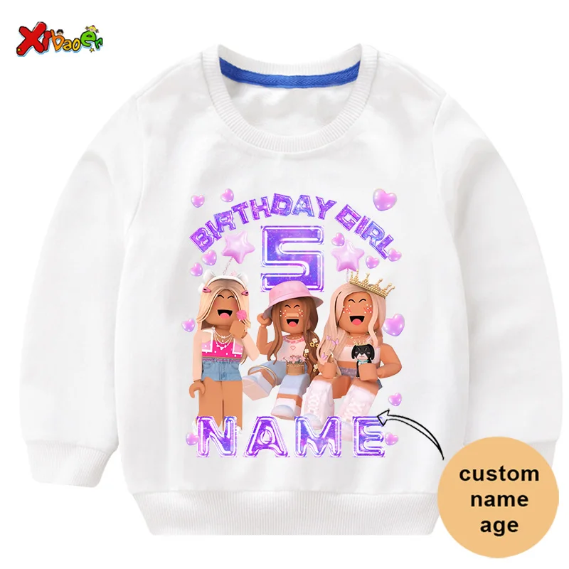 

Girl Birthday Sweatshirts Custom Name Princess Customization Outfits Toddler Clothing Girls Long Sleeves Shirt Children Pullover