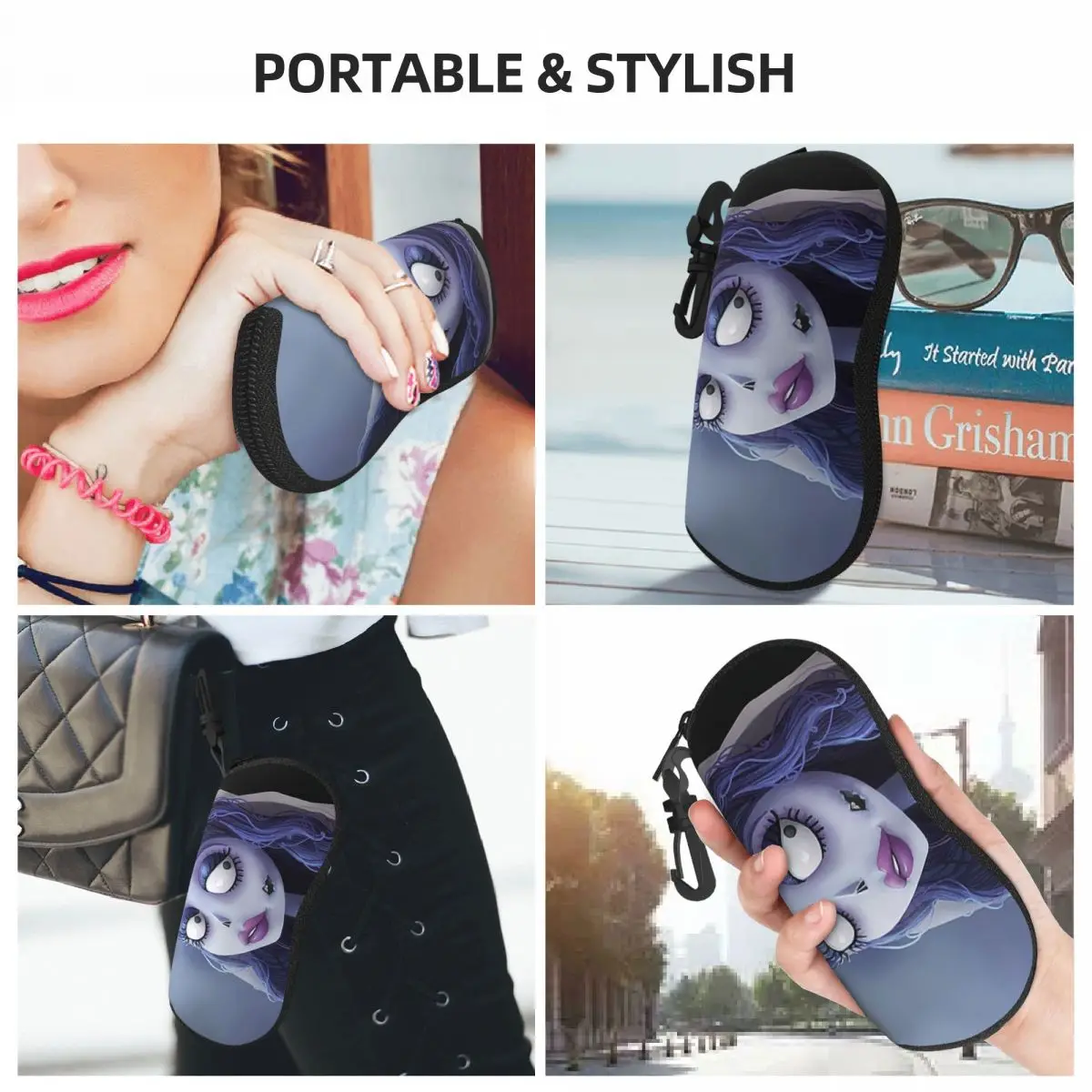 エミリー・ザ・コープス・ブライド シェルメガネケースプロテクター サングラスボックス 女性男性用 ソフト眼鏡バッグポーチ