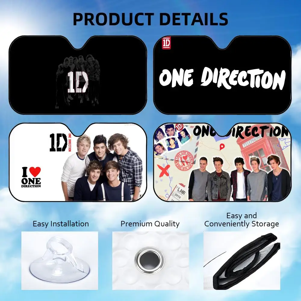 O-One D-Direction Logo Sun Visor Reusable Aluminum Foil Car Windshield Sun Visor UV Protector Heat Insulation Cover Shade