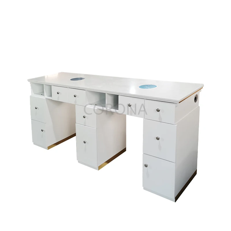 Professional Double Nail Tech Art Desk Table Salon Furniture Manicure Table And Chair Set - view 6