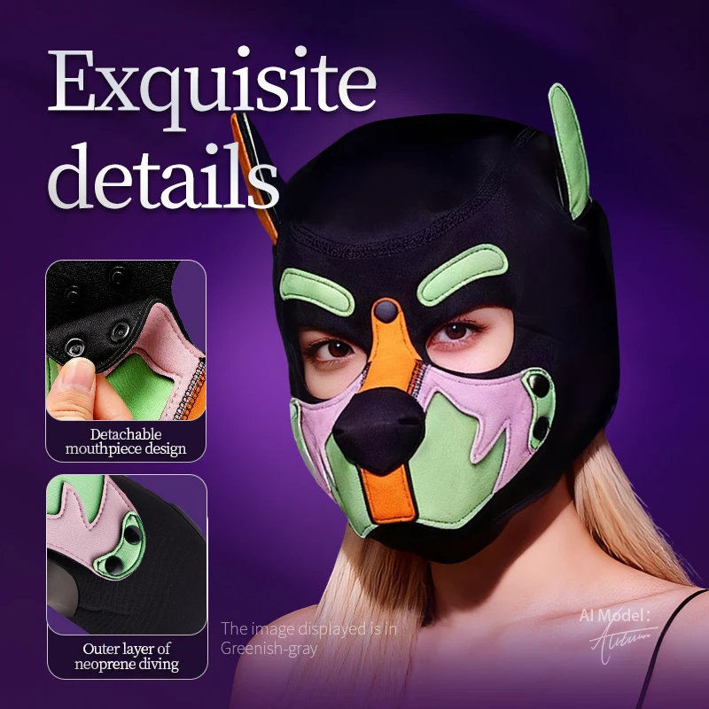 XL taille PU nouveau grand chien couvre-chef visage complet fétiche chiot Cosplay masque capuche pour hommes femmes Halloween jouer fête Sexy Costumes
