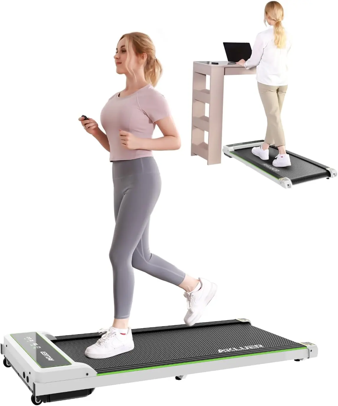 

Walking Pad, 2.25 HP Under Desk Mini Treadmill with 265 Weight Capacity, Portable Walking Treadmill with IR Remote for Home