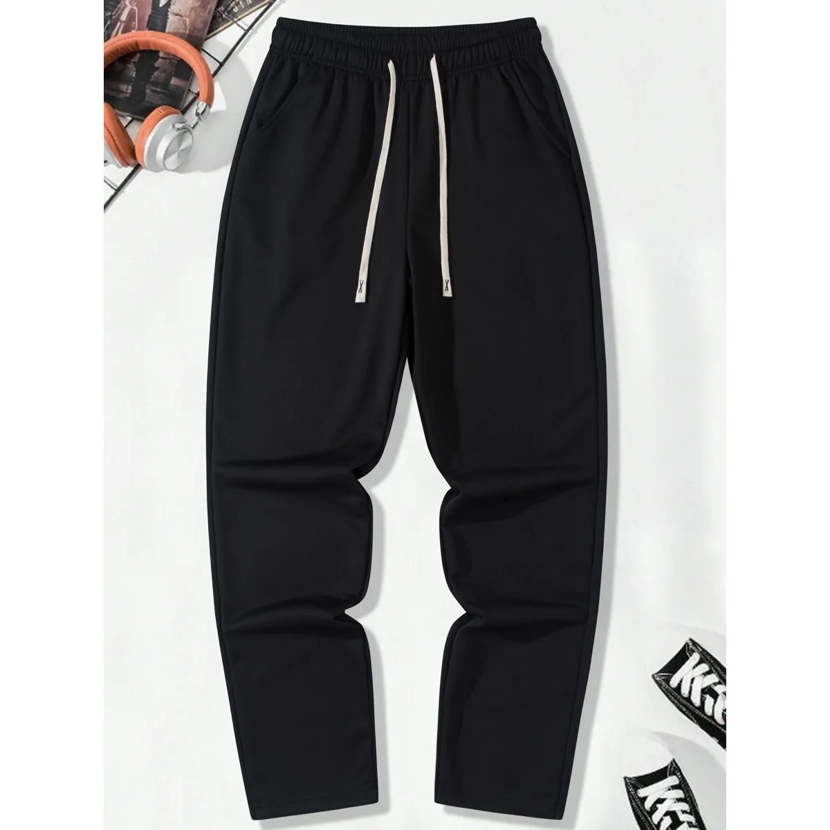 

Men's Drawstring Casual Pants: Loose-Fit Trousers with Elastic Waist for Daily Leisure & Comfort