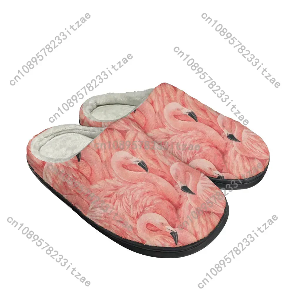

Hot Flamingo Fashion Cartoon Cotton Custom Slippers Mens Women Teenager Plush Casual Keep Warm Shoes Thermal Comfortable Slipper