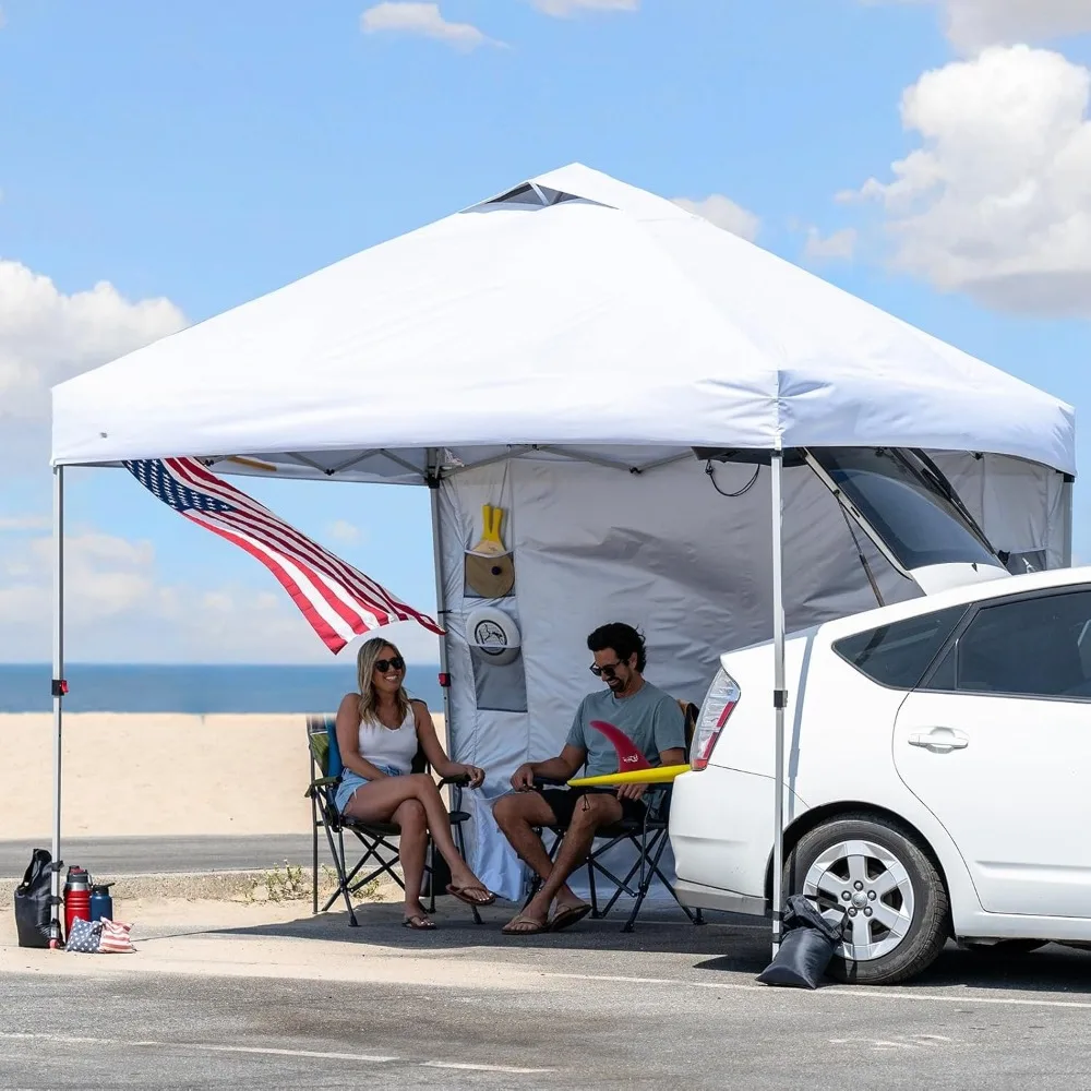

Canopy Tent 10x10 Pop Up Canopy Outdoor Shade with Pockets Sidewall, Easy Up Sun Shelter with One Person Set