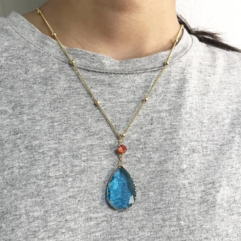 Anime Howl Cosplay Necklace Blue Crystal Pendant Jewelry Japanese Cartoon Magicians Howl Necklaces Women Men Accessories Gift