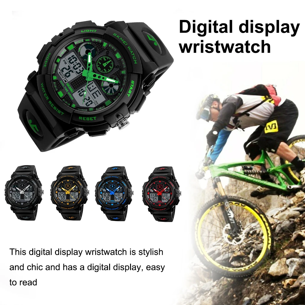 SKMEI Watch Analog Digital Display Watch 50-meter Waterproof Sports Wristwatch Men’s Accessory, Yellow