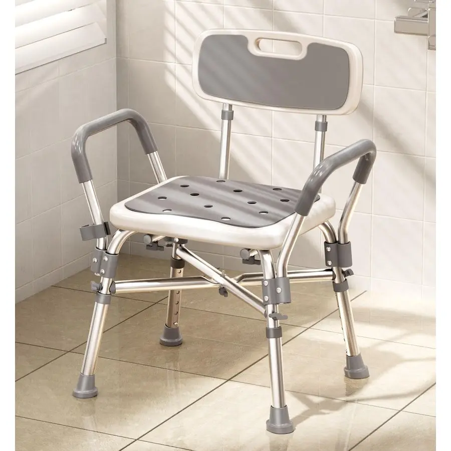 

Chair with Arms and Back, 550lbs Heavy Duty, Height Adjustable, FSA HSA Eligible Bathtub Shower Seat Bench Stool for Inside Show