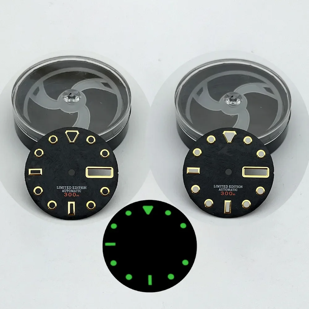 NH35 NH36 Dial Green Luminous Watch Dial Fit for SKX007 SPRD 6105 Turtle Tuna Watch Case 28.5mm Watch Dials With Box Gifts Parts